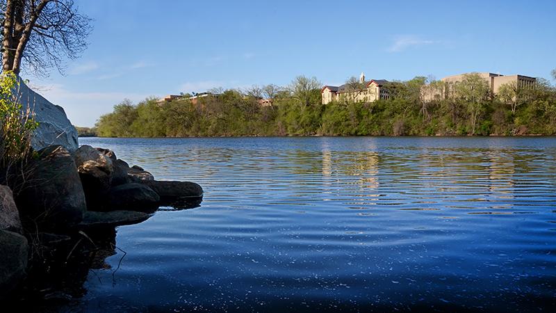 Mississippi Riverbank with campus in background